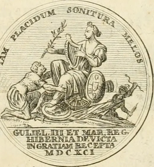 An illustration from Histoire de Guillaume III., roy d'Angleterre, d'Ecosse, de France, et d'Irlande, prince d'Orange, &c.; contenant ses actions les plus memorables, depuis sa naissance jusques à son elevation sur le trône, & ce qui s'est passé dupuis jusques à l'entiere reduction du royaume d'Irlande, 1692, leaf 242