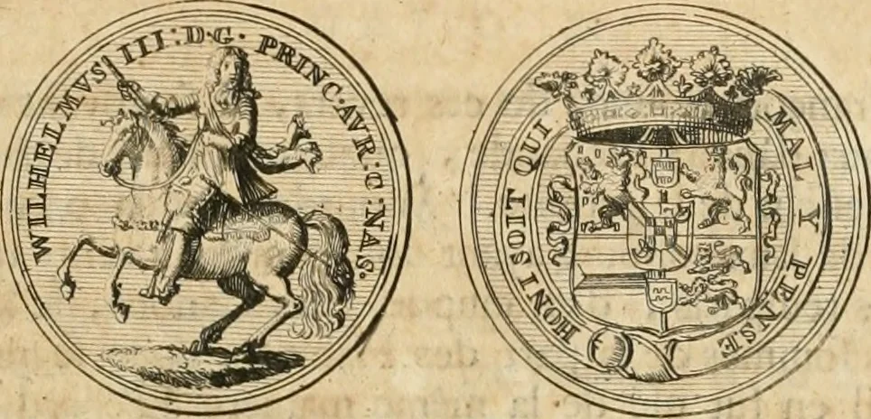 An illustration from Histoire de Guillaume III., roy d'Angleterre, d'Ecosse, de France, et d'Irlande, prince d'Orange, &c.; contenant ses actions les plus memorables, depuis sa naissance jusques à son elevation sur le trône, & ce qui s'est passé dupuis jusques à l'entiere reduction du royaume d'Irlande, 1692, leaf 42