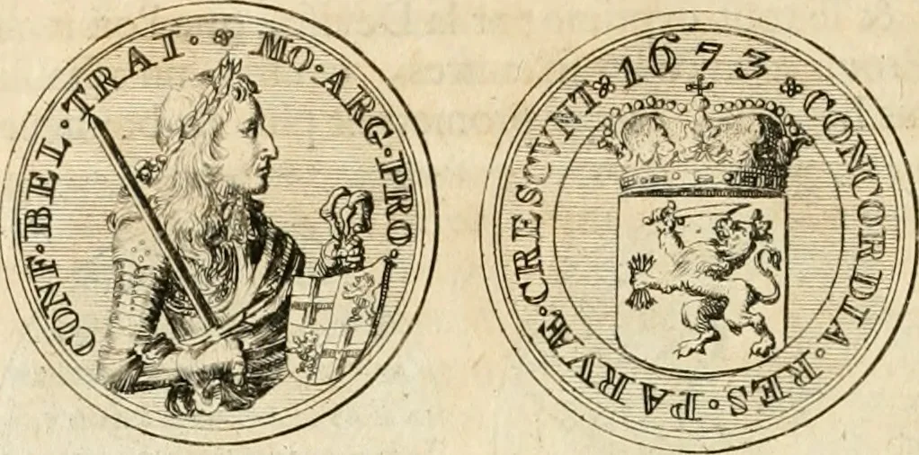 An illustration from Histoire de Guillaume III., roy d'Angleterre, d'Ecosse, de France, et d'Irlande, prince d'Orange, &c.; contenant ses actions les plus memorables, depuis sa naissance jusques à son elevation sur le trône, & ce qui s'est passé dupuis jusques à l'entiere reduction du royaume d'Irlande, 1692, leaf 45