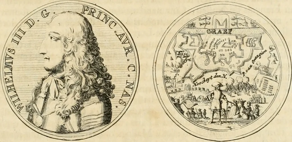 An illustration from Histoire de Guillaume III., roy d'Angleterre, d'Ecosse, de France, et d'Irlande, prince d'Orange, &c.; contenant ses actions les plus memorables, depuis sa naissance jusques à son elevation sur le trône, & ce qui s'est passé dupuis jusques à l'entiere reduction du royaume d'Irlande, 1692, leaf 50