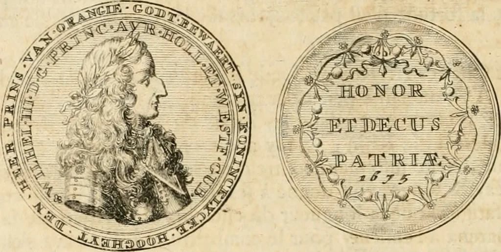 An illustration from Histoire de Guillaume III., roy d'Angleterre, d'Ecosse, de France, et d'Irlande, prince d'Orange, &c.; contenant ses actions les plus memorables, depuis sa naissance jusques à son elevation sur le trône, & ce qui s'est passé dupuis jusques à l'entiere reduction du royaume d'Irlande, 1692, leaf 53
