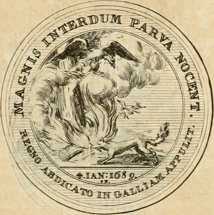An illustration from Histoire de Guillaume III., roy d'Angleterre, d'Ecosse, de France, et d'Irlande, prince d'Orange, &c.; contenant ses actions les plus memorables, depuis sa naissance jusques à son elevation sur le trône, & ce qui s'est passé dupuis jusques à l'entiere reduction du royaume d'Irlande, 1692, leaf 90