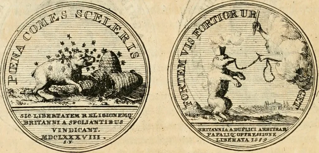 An illustration from Histoire de Guillaume III., roy d'Angleterre, d'Ecosse, de France, et d'Irlande, prince d'Orange, &c.; contenant ses actions les plus memorables, depuis sa naissance jusques à son elevation sur le trône, & ce qui s'est passé dupuis jusques à l'entiere reduction du royaume d'Irlande, 1692, leaf 91