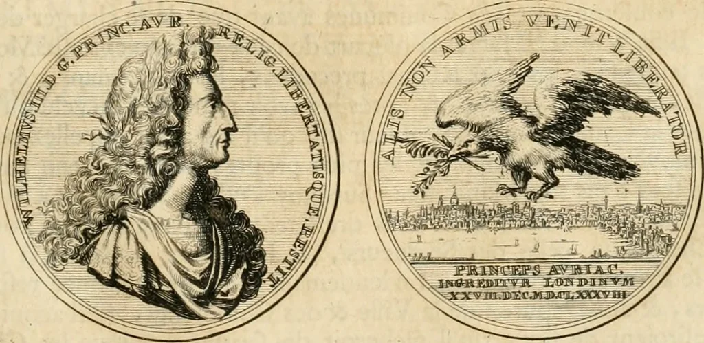 An illustration from Histoire de Guillaume III., roy d'Angleterre, d'Ecosse, de France, et d'Irlande, prince d'Orange, &c.; contenant ses actions les plus memorables, depuis sa naissance jusques à son elevation sur le trône, & ce qui s'est passé dupuis jusques à l'entiere reduction du royaume d'Irlande, 1692, leaf 94