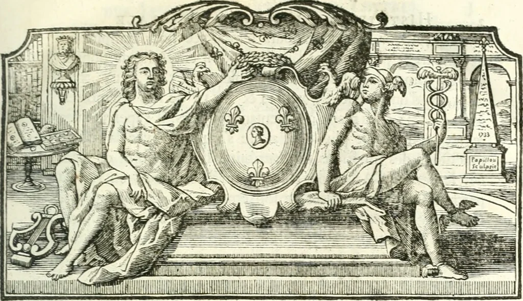 An illustration from Histoire de l'Académie royale des inscriptions et belles lettres, depuis son establissement jusqu'à présent : Avec les Mémoires de littérature tirez des registres de cette Académie depuis son renouvellement jusqu'en 1710, 1736, leaf 14