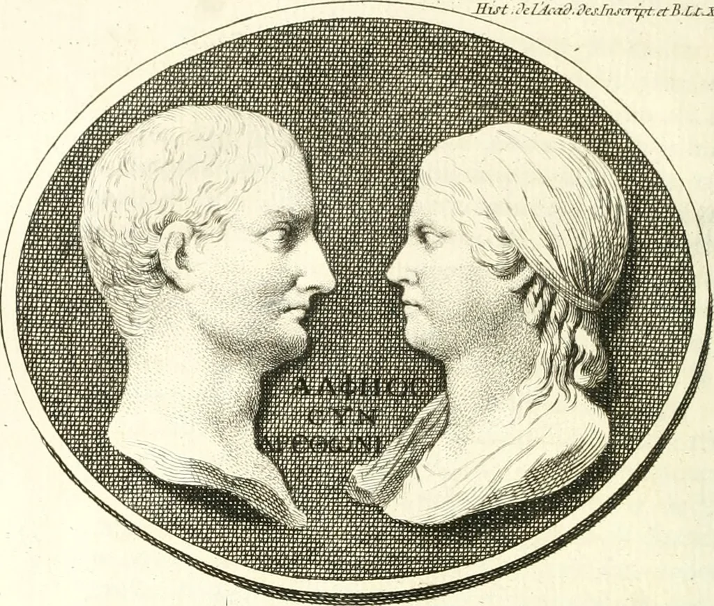 An illustration from Histoire de l'Académie royale des inscriptions et belles lettres, depuis son establissement jusqu'à présent : Avec les Mémoires de littérature tirez des registres de cette Académie depuis son renouvellement jusqu'en 1710, 1736, leaf 195