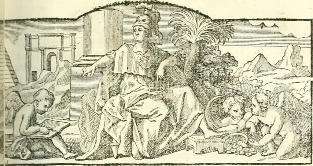An illustration from Histoire de l'Académie royale des inscriptions et belles lettres, depuis son establissement jusqu'à présent : Avec les Mémoires de littérature tirez des registres de cette Académie depuis son renouvellement jusqu'en 1710, 1736, leaf 318