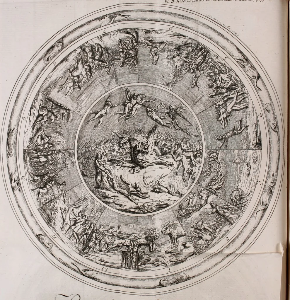 An illustration from Histoire de l'Académie royale des inscriptions et belles lettres, depuis son establissement jusqu'à présent : Avec les Mémoires de littérature tirez des registres de cette Académie depuis son renouvellement jusqu'en 1710, 1736, leaf 37