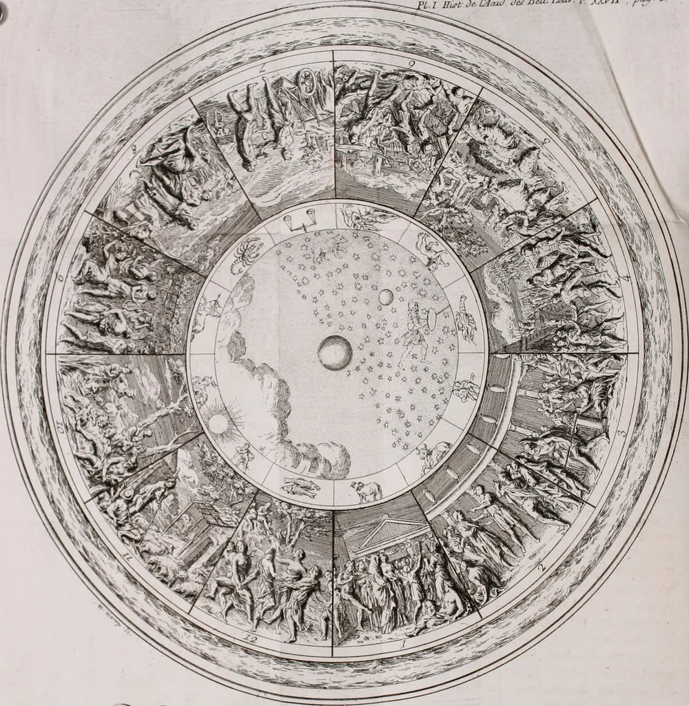 An illustration from Histoire de l'Académie royale des inscriptions et belles lettres, depuis son establissement jusqu'à présent : Avec les Mémoires de littérature tirez des registres de cette Académie depuis son renouvellement jusqu'en 1710, 1736, leaf 39