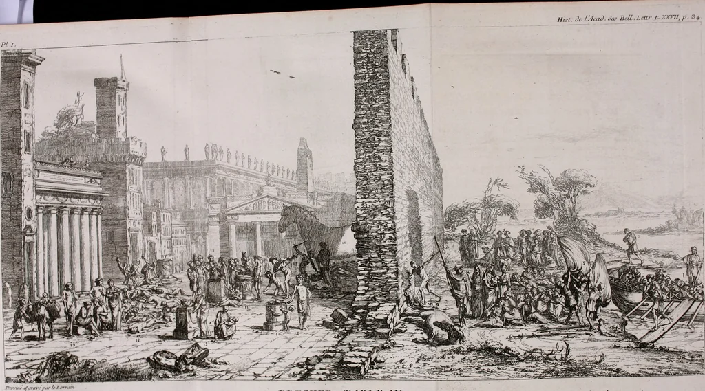An illustration from Histoire de l'Académie royale des inscriptions et belles lettres, depuis son establissement jusqu'à présent : Avec les Mémoires de littérature tirez des registres de cette Académie depuis son renouvellement jusqu'en 1710, 1736, leaf 55