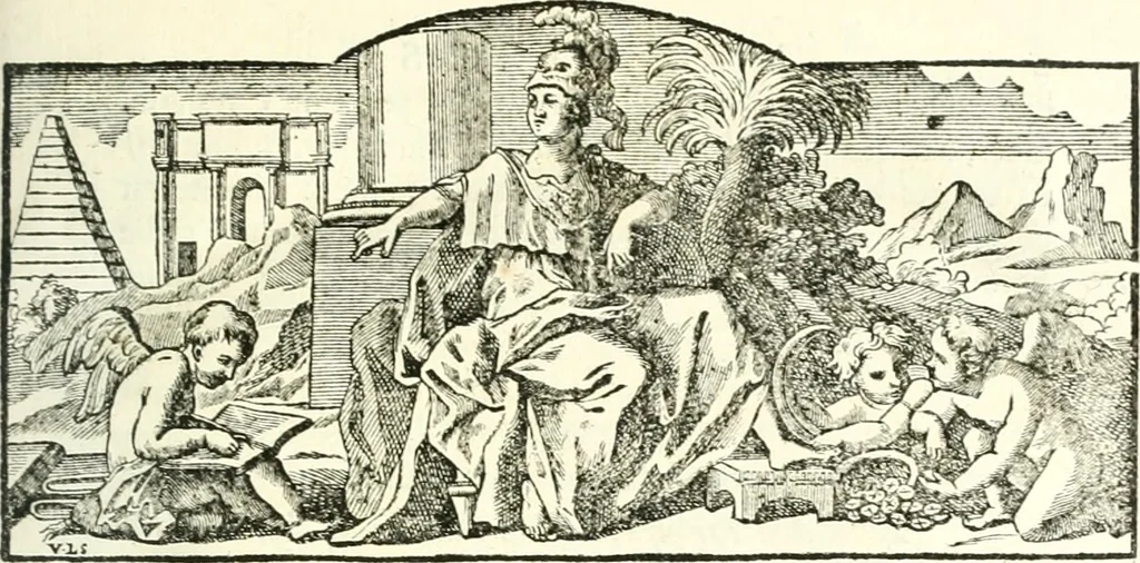 An illustration from Histoire de l'Académie royale des inscriptions et belles lettres, depuis son establissement jusqu'à présent : Avec les Mémoires de littérature tirez des registres de cette Académie depuis son renouvellement jusqu'en 1710, 1736, leaf 12