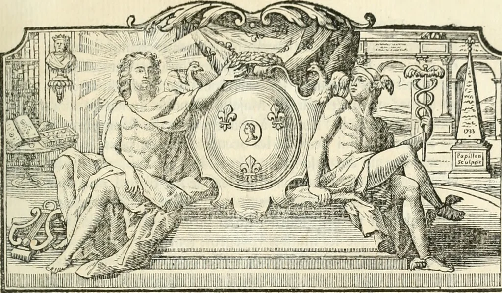 An illustration from Histoire de l'Académie royale des inscriptions et belles lettres, depuis son establissement jusqu'à présent : Avec les Mémoires de littérature tirez des registres de cette Académie depuis son renouvellement jusqu'en 1710, 1736, leaf 14