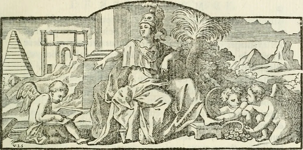 An illustration from Histoire de l'Académie royale des inscriptions et belles lettres, depuis son establissement jusqu'à présent : Avec les Mémoires de littérature tirez des registres de cette Académie depuis son renouvellement jusqu'en 1710, 1736, leaf 10