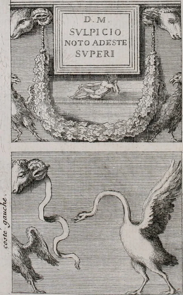 An illustration from Histoire de l'Académie royale des inscriptions et belles lettres, depuis son establissement jusqu'à présent : Avec les Mémoires de littérature tirez des registres de cette Académie depuis son renouvellement jusqu'en 1710, 1736, leaf 233