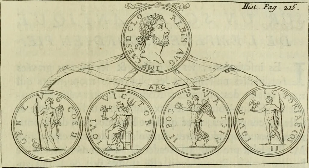 An illustration from Histoire de l'Académie royale des inscriptions et belles lettres, depuis son establissement jusqu'à présent : Avec les Mémoires de littérature tirez des registres de cette Académie depuis son renouvellement jusqu'en 1710, 1736, leaf 242