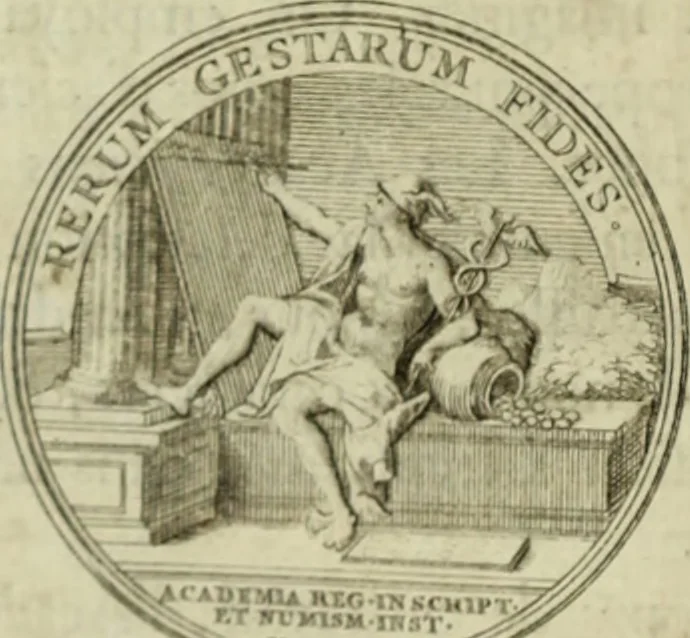 An illustration from Histoire de l'Académie royale des inscriptions et belles lettres, depuis son establissement jusqu'à présent : Avec les Mémoires de littérature tirez des registres de cette Académie depuis son renouvellement jusqu'en 1710, 1736, leaf 31