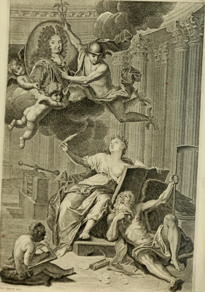 An illustration from Histoire de l'Académie royale des inscriptions et belles lettres, depuis son establissement jusqu'à présent : Avec les Mémoires de littérature tirez des registres de cette Académie depuis son renouvellement jusqu'en 1710, 1736, leaf 7