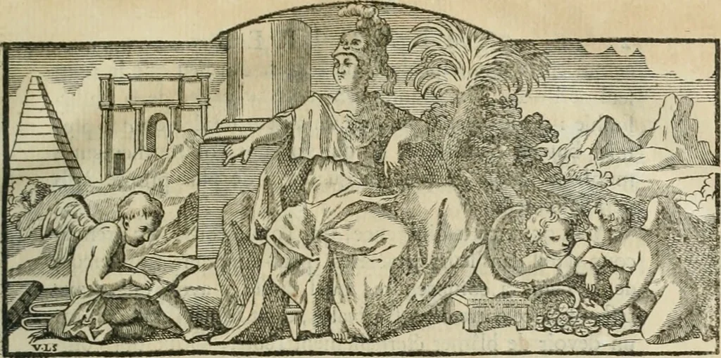 An illustration from Histoire de l'Académie royale des inscriptions et belles lettres, depuis son establissement jusqu'à présent : Avec les Mémoires de littérature tirez des registres de cette Académie depuis son renouvellement jusqu'en 1710, 1736, leaf 12