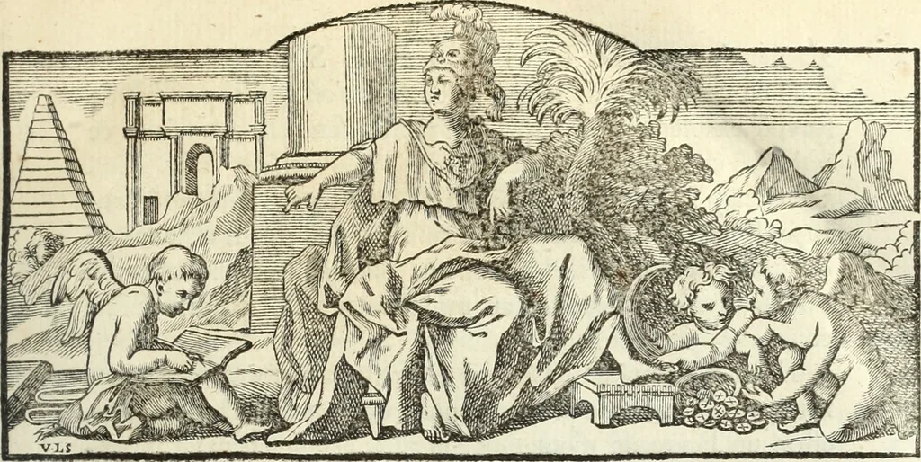 An illustration from Histoire de l'Académie royale des inscriptions et belles lettres, depuis son establissement jusqu'à présent : Avec les Mémoires de littérature tirez des registres de cette Académie depuis son renouvellement jusqu'en 1710, 1736, leaf 12