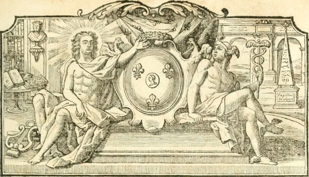 An illustration from Histoire de l'Académie royale des inscriptions et belles lettres, depuis son establissement jusqu'à présent : Avec les Mémoires de littérature tirez des registres de cette Académie depuis son renouvellement jusqu'en 1710, 1736, leaf 8