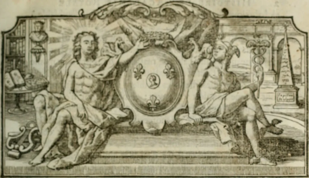 An illustration from Histoire de l'Académie royale des inscriptions et belles lettres, depuis son establissement jusqu'à présent : Avec les Mémoires de littérature tirez des registres de cette Académie depuis son renouvellement jusqu'en 1710, 1736, leaf 14