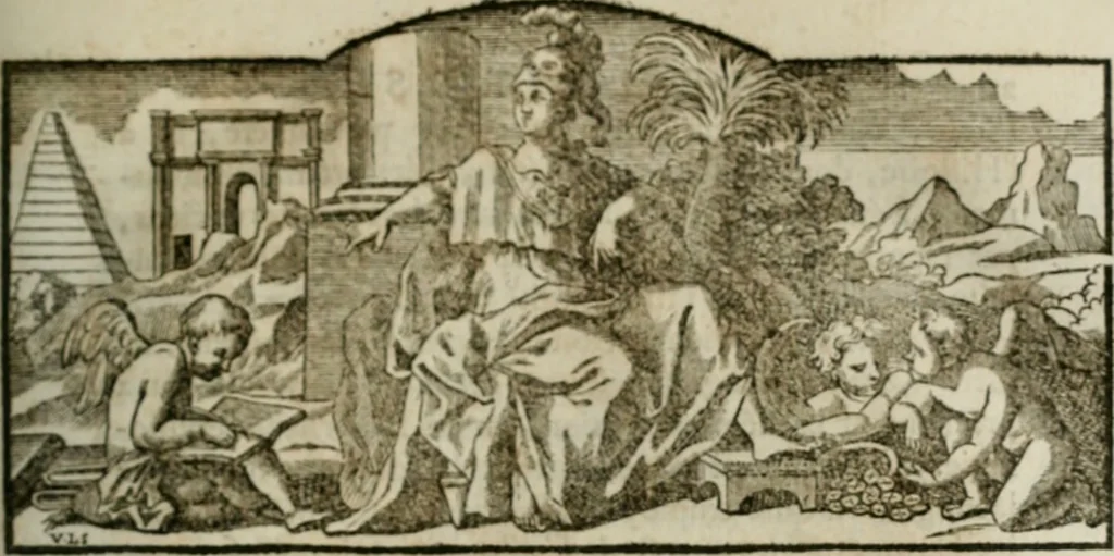 An illustration from Histoire de l'Académie royale des inscriptions et belles lettres, depuis son establissement jusqu'à présent : Avec les Mémoires de littérature tirez des registres de cette Académie depuis son renouvellement jusqu'en 1710, 1736, leaf 392