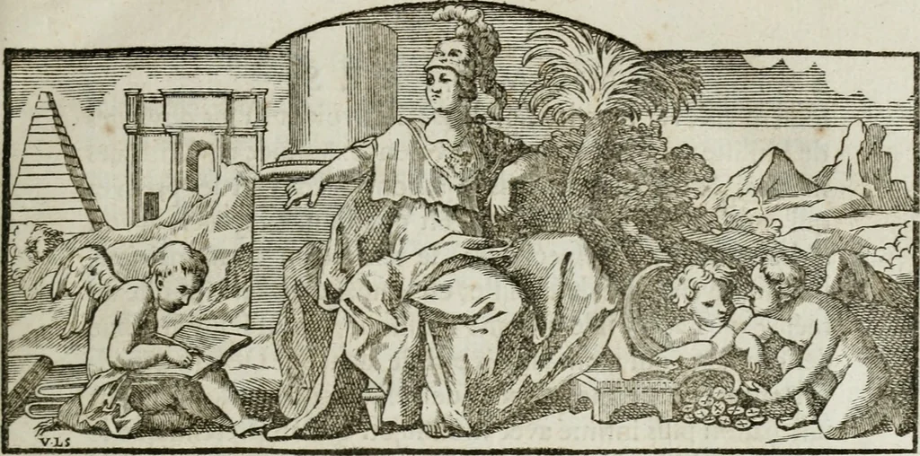 An illustration from Histoire de l'Académie royale des inscriptions et belles lettres, depuis son establissement jusqu'à présent : Avec les Mémoires de littérature tirez des registres de cette Académie depuis son renouvellement jusqu'en 1710, 1736, leaf 12