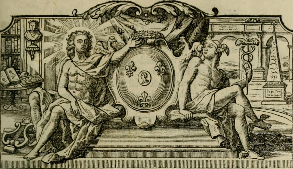 An illustration from Histoire de l'Académie royale des inscriptions et belles lettres, depuis son establissement jusqu'à présent : Avec les Mémoires de littérature tirez des registres de cette Académie depuis son renouvellement jusqu'en 1710, 1736, leaf 14