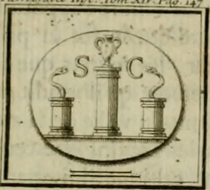 An illustration from Histoire de l'Académie royale des inscriptions et belles lettres, depuis son establissement jusqu'à présent : Avec les Mémoires de littérature tirez des registres de cette Académie depuis son renouvellement jusqu'en 1710, 1736, leaf 172