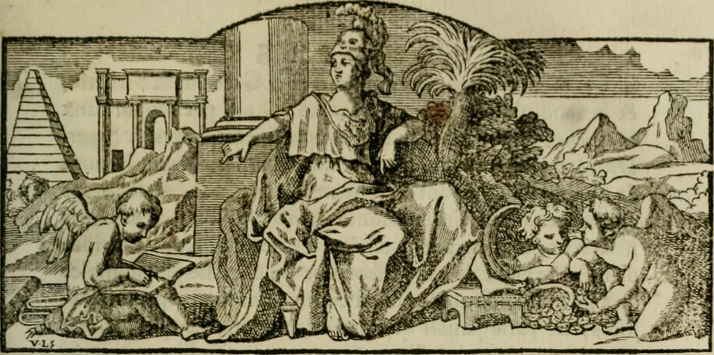 An illustration from Histoire de l'Académie royale des inscriptions et belles lettres, depuis son establissement jusqu'à présent : Avec les Mémoires de littérature tirez des registres de cette Académie depuis son renouvellement jusqu'en 1710, 1736, leaf 346