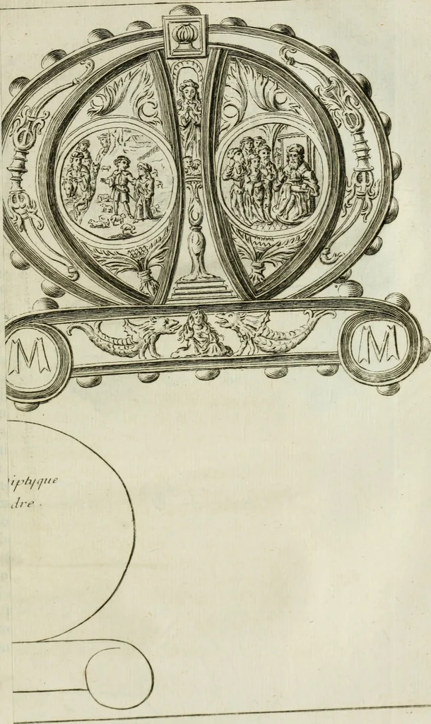 An illustration from Histoire de l'Académie royale des inscriptions et belles lettres, depuis son establissement jusqu'à présent : Avec les Mémoires de littérature tirez des registres de cette Académie depuis son renouvellement jusqu'en 1710, 1736, leaf 338