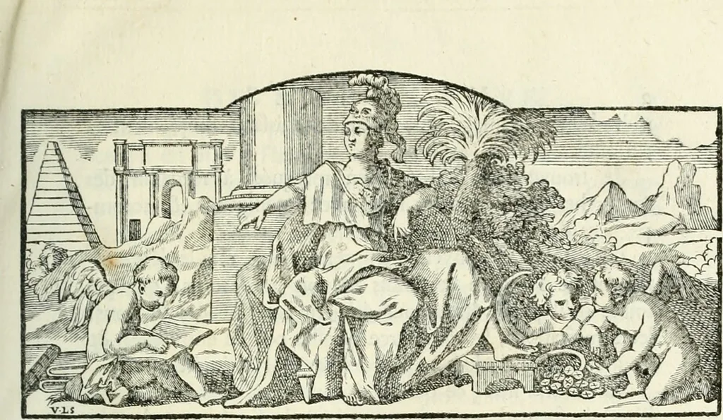 An illustration from Histoire de l'Académie royale des inscriptions et belles lettres, depuis son establissement jusqu'à présent : Avec les Mémoires de littérature tirez des registres de cette Académie depuis son renouvellement jusqu'en 1710, 1736, leaf 12