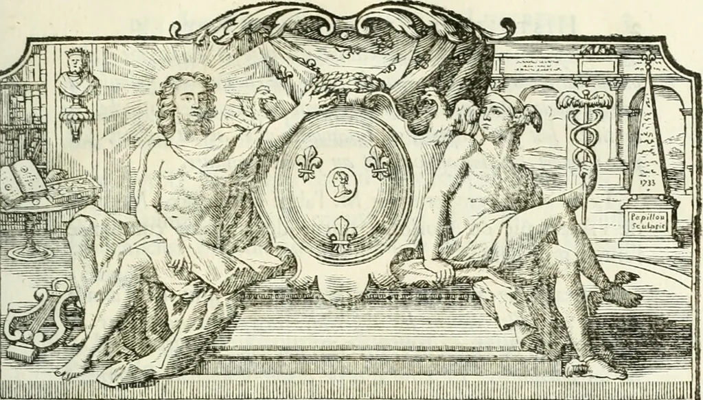 An illustration from Histoire de l'Académie royale des inscriptions et belles lettres, depuis son establissement jusqu'à présent : Avec les Mémoires de littérature tirez des registres de cette Académie depuis son renouvellement jusqu'en 1710, 1736, leaf 14