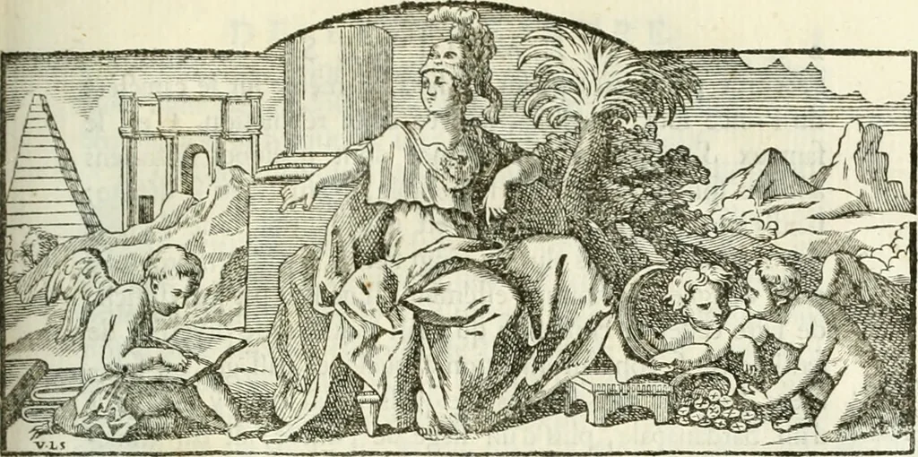 An illustration from Histoire de l'Académie royale des inscriptions et belles lettres, depuis son establissement jusqu'à présent : Avec les Mémoires de littérature tirez des registres de cette Académie depuis son renouvellement jusqu'en 1710, 1736, leaf 270