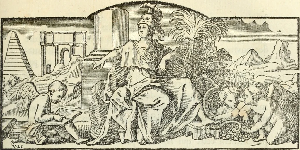 An illustration from Histoire de l'Académie royale des inscriptions et belles lettres, depuis son establissement jusqu'à présent : Avec les Mémoires de littérature tirez des registres de cette Académie depuis son renouvellement jusqu'en 1710, 1736, leaf 378