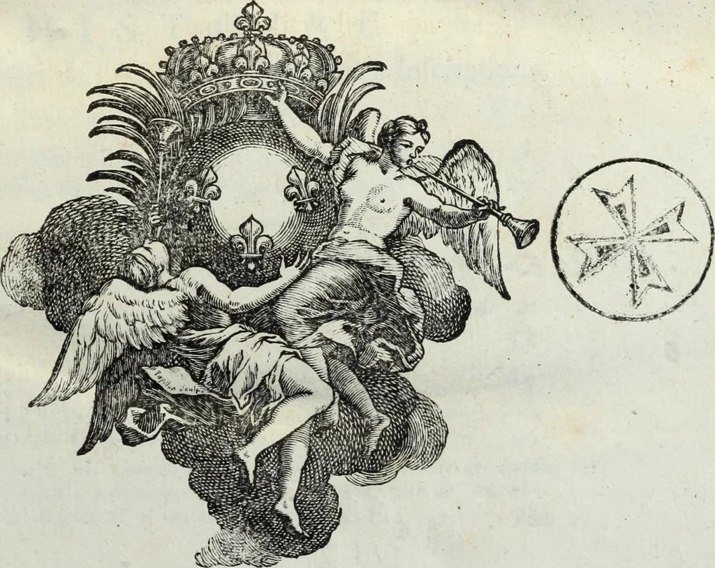 An illustration from Histoire de l'Académie royale des inscriptions et belles lettres, depuis son establissement jusqu'à présent : Avec les Mémoires de littérature tirez des registres de cette Académie depuis son renouvellement jusqu'en 1710, 1736, leaf 6
