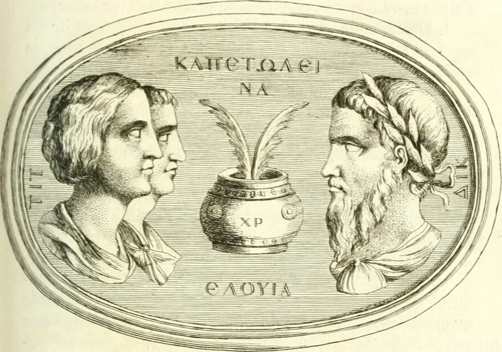An illustration from Histoire de l'Académie royale des inscriptions et belles lettres, depuis son establissement jusqu'à présent : Avec les Mémoires de littérature tirez des registres de cette Académie depuis son renouvellement jusqu'en 1710, 1736, leaf 520