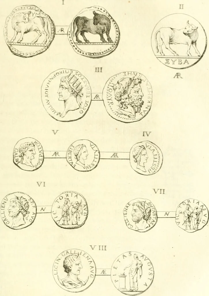 An illustration from Histoire de l'Académie royale des inscriptions et belles lettres, depuis son establissement jusqu'à présent : Avec les Mémoires de littérature tirez des registres de cette Académie depuis son renouvellement jusqu'en 1710, 1736, leaf 592