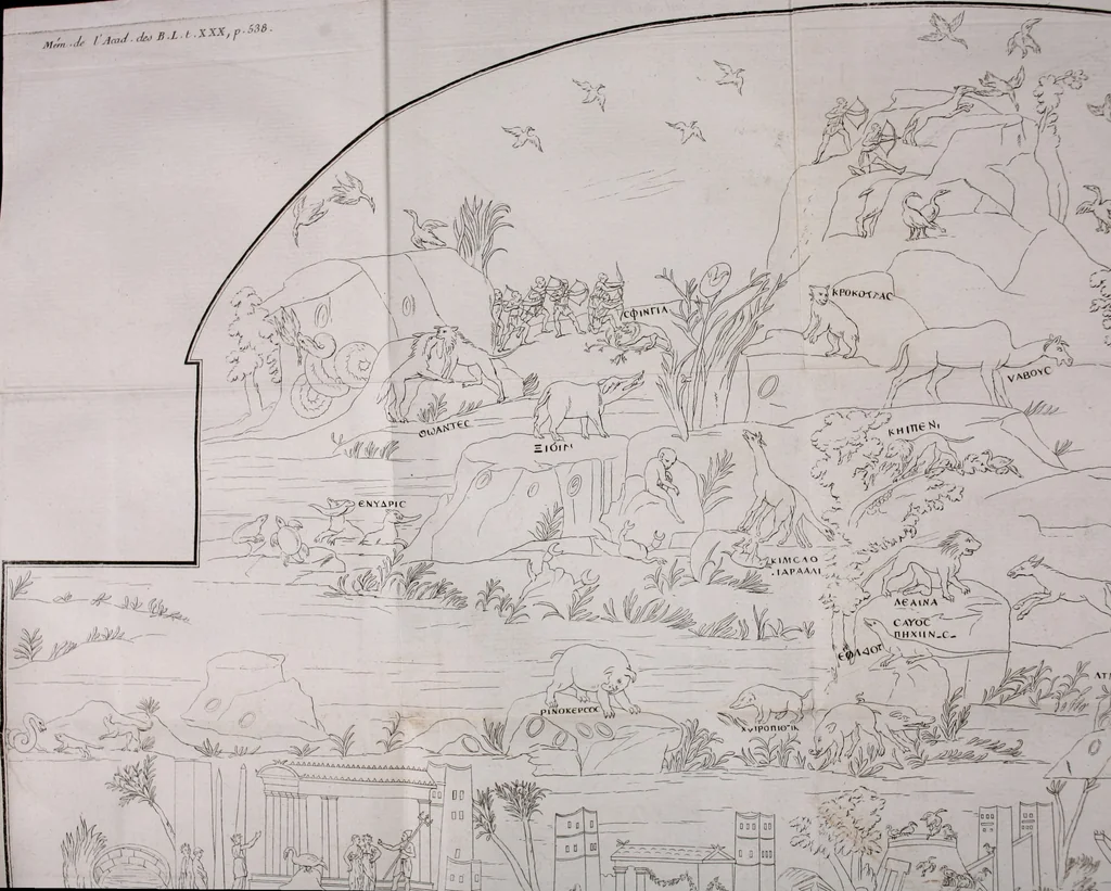 An illustration from Histoire de l'Académie royale des inscriptions et belles lettres, depuis son establissement jusqu'à présent : Avec les Mémoires de littérature tirez des registres de cette Académie depuis son renouvellement jusqu'en 1710, 1736, leaf 576