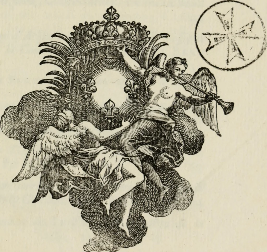 An illustration from Histoire de l'Académie royale des inscriptions et belles lettres, depuis son establissement jusqu'à présent : Avec les Mémoires de littérature tirez des registres de cette Académie depuis son renouvellement jusqu'en 1710, 1736, leaf 6
