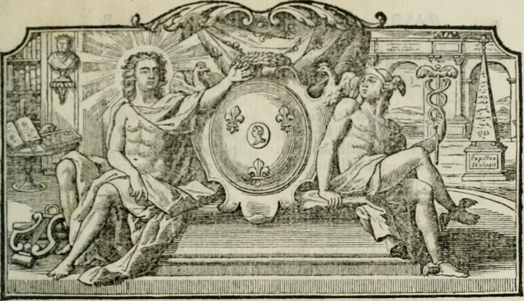 An illustration from Histoire de l'Académie royale des inscriptions et belles lettres, depuis son establissement jusqu'à présent : Avec les Mémoires de littérature tirez des registres de cette Académie depuis son renouvellement jusqu'en 1710, 1736, leaf 8