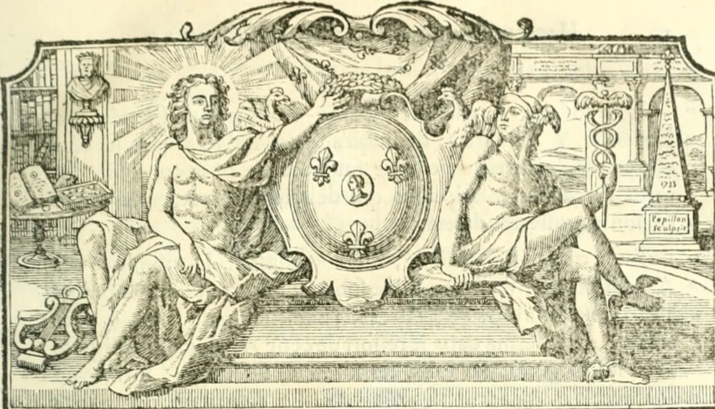 An illustration from Histoire de l'Académie royale des inscriptions et belles lettres, depuis son establissement jusqu'à présent : Avec les Mémoires de littérature tirez des registres de cette Académie depuis son renouvellement jusqu'en 1710, 1736, leaf 14