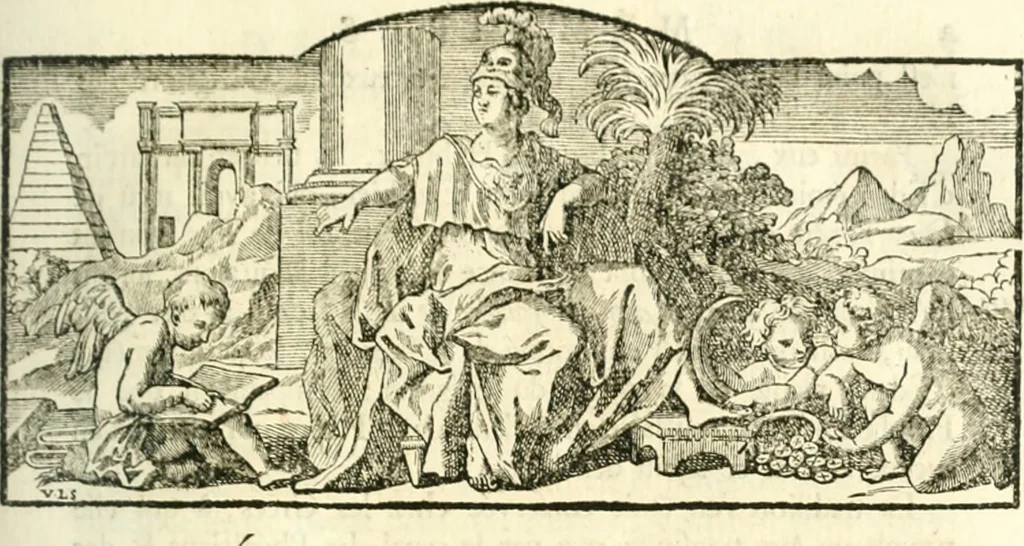 An illustration from Histoire de l'Académie royale des inscriptions et belles lettres, depuis son establissement jusqu'à présent : Avec les Mémoires de littérature tirez des registres de cette Académie depuis son renouvellement jusqu'en 1710, 1736, leaf 278
