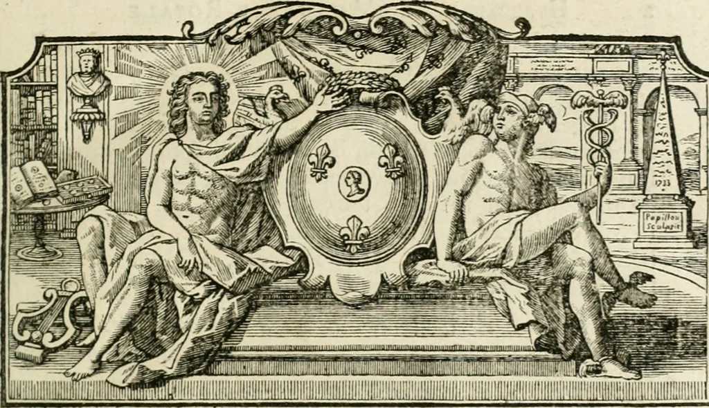 An illustration from Histoire de l'Académie royale des inscriptions et belles lettres, depuis son establissement jusqu'à présent : Avec les Mémoires de littérature tirez des registres de cette Académie depuis son renouvellement jusqu'en 1710, 1736, leaf 12