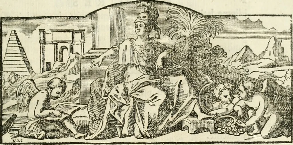 An illustration from Histoire de l'Académie royale des inscriptions et belles lettres, depuis son establissement jusqu'à présent : Avec les Mémoires de littérature tirez des registres de cette Académie depuis son renouvellement jusqu'en 1710, 1736, leaf 10