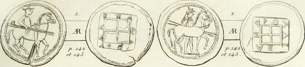 An illustration from Histoire de l'Académie royale des inscriptions et belles lettres, depuis son establissement jusqu'à présent : Avec les Mémoires de littérature tirez des registres de cette Académie depuis son renouvellement jusqu'en 1710, 1736, leaf 224