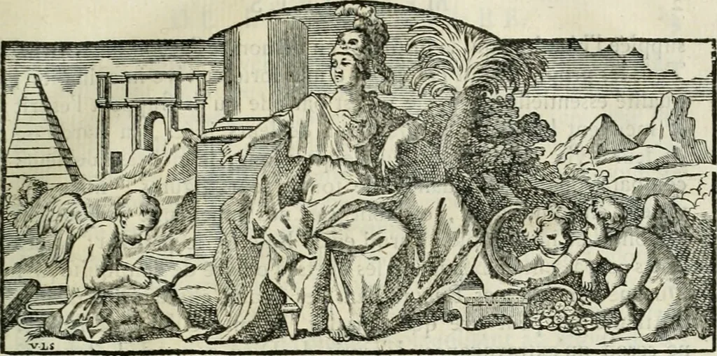 An illustration from Histoire de l'Académie royale des inscriptions et belles lettres, depuis son establissement jusqu'à présent : Avec les Mémoires de littérature tirez des registres de cette Académie depuis son renouvellement jusqu'en 1710, 1736, leaf 12
