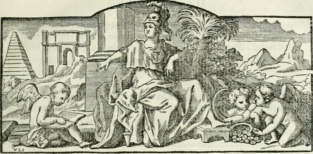 An illustration from Histoire de l'Académie royale des inscriptions et belles lettres, depuis son establissement jusqu'à présent : Avec les Mémoires de littérature tirez des registres de cette Académie depuis son renouvellement jusqu'en 1710, 1736, leaf 12