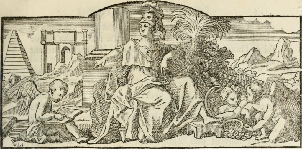 An illustration from Histoire de l'Académie royale des inscriptions et belles lettres, depuis son establissement jusqu'à présent : Avec les Mémoires de littérature tirez des registres de cette Académie depuis son renouvellement jusqu'en 1710, 1736, leaf 12