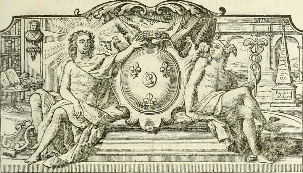 An illustration from Histoire de l'Académie royale des inscriptions et belles lettres, depuis son establissement jusqu'à présent : Avec les Mémoires de littérature tirez des registres de cette Académie depuis son renouvellement jusqu'en 1710, 1736, leaf 16